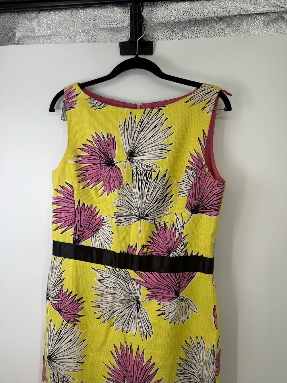 Vtg Cynthia Howie 100% cotton Sleeveless Yellow Floral Sheath Dress size 10 - Picture 3 of 10